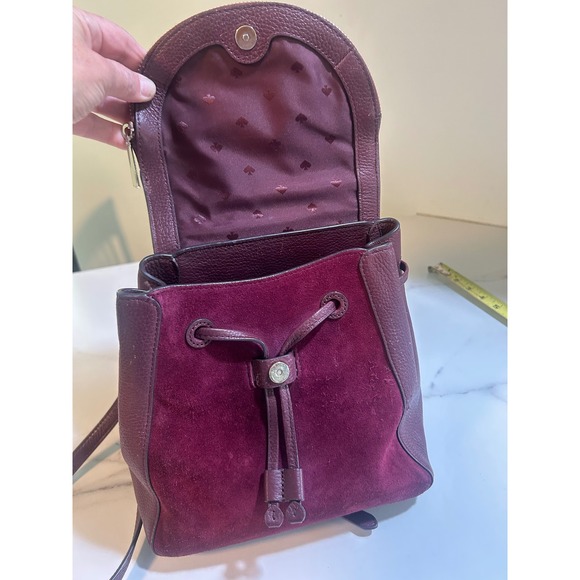 Kate Spade Hayes Street Teagan Burgundy Leather Suede Backpack Bag PXRU9171 main image 2